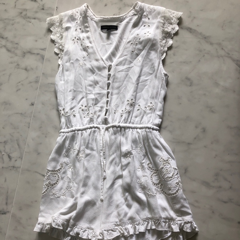 Kendall and Kylie Embroidered Button Down Romper